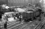 Unfallstelle am Hamburger Hauptbahnhof mit 50 1757 vom Bw Rothenburgsort. (18.01.1950) <i>Foto: Riekhoff</i>