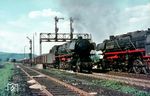 044 331 (44 1332) fährt mit einem Güterzug durch Ehrang. Rechts wartet 044 482. (29.06.1969) <i>Foto: Manfred Thielen</i>