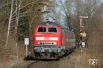 218 457 mit RB 37751 auf der Ammerseebahn in Dießen. (09.02.2007) <i>Foto: Stefan von Lossow</i>