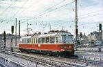 Der "gläserne Zug" 491 001 auf Ausflugsfahrt in Ulm Hbf. Am 12. Dezember 1995 wurde er bei einem Unfall im Bahnhof Garmisch-Partenkirchen schwer beschädigt und ist seitdem nicht mehr fahrtüchtig.  (09.1968) <i>Foto: Robin Fell</i>