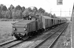 Die Baureihe H wurde ab 1936 für die schwedische Staatsbahnen Statens Järnvägar (DJ) gebaut. Sie wurde während der Bauzeit bis 1951 laufend verbessert, bis am Ende die Bauserien Hg (1947-1951) und Hg2 (Umbau 1972-1980) entstanden. Zufriedenstellend war erst die Ausführung Hg, bei der Motor und Antrieb im Vergleich zu den Vorgängerserien verstärkt wurden. Von der mit einer Höchstgeschwindigkeit von 80 km/h verkehrenden Lok wurden 56 Exemplare zwischen 1947 und 1951 für die SJ gebaut. Dazu kamen einige Maschinen, die zuerst an Privatbahngesellschaften geliefert wurden, die aber mit der Übernahme der Gesellschaften durch die SJ in deren Bestand kamen. Dazu gehörte u.a. die 1948 von Bergslagernas Järnvägar gebaute SJ Hg 752 (bis 1958 für 90 km/h zugelassen), die hier mit einem Personenzug bei Norrköping in der Provinz Östergötlands län unterwegs ist.  (16.06.1958) <i>Foto: Winfried Gronwald</i>