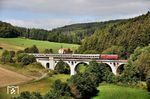 Über das Rhenaer Viadukt folgt 218 387 mit DPN 24873 von Messinghausen nach Korbach. (01.09.2012) <i>Foto: Zeno Pillmann</i>