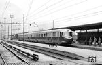 Der TEE 394 "Mediolanum" war um 7.15 Uhr in Mailand (Milano Central) gestartet und erreichte den Bahnhof Bozen (Bolzano) um 10.17 Uhr. Im Grenzbahnhof Brenner (Brennero) wechselte er die Zugnummer auf TEE 74 und erreichte München Hbf um 14.21 Uhr. (27.03.1959) <i>Foto: Winfried Gronwald</i>
