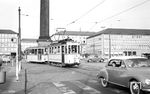 Tw 68 (MAN/Gastell/Siemens, Baujahr 1929, Bauart ST 4) mit Bw 183 auf der Linie 6 (Hauptbahnhof – Rheinstraße – Luisenplatz – Regerweg) am Luisenplatz in Darmstadt. (14.07.1959) <i>Foto: Aad van Ooy</i>