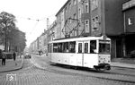 Tw 339 (DUEWAG/AEG, Baujahr 1959) auf der Linie 8 zur Franklinstraße unterwegs im Hagener Süden in der Lange Straße. (24.09.1959) <i>Foto: Aad van Ooy</i>