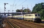 141 344 vom Bw Seelze mit einem Sonderzug im Bahnhof Lingen (Ems). (18.09.1985) <i>Foto: Bernd Kappel</i>