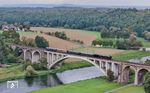 Die Fuldabrücke bei Guntershausen war natürlich auch ein Motiv für 01 1104, die sich auf dem Rückweg nach Bebra befindet. (03.10.2023) <i>Foto: Joachim Schmidt</i>