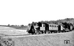 DEBG Lok 70 (Henschel Fabrik-Nr. 20693 / Bj.1926) mit einem GmP auf der von der DB-Strecke Neckarelz – Osterburken ausgehenden 8,5 km langen Schefflenztalbahn nach Billigheim bei Oberschefflenz. (17.07.1959) <i>Foto: Aad van Ooy</i>