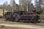 99 3311 und 99 3312 im Bw Bad Muskau. Bei den Lokomotiven handelt es sich um ehemalige Heeresfeldbahnloks, die im 1. Weltkrieg gebaut wurden. (26.04.1976) <i>Foto: Will A. Reed</i>