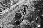 50 864 vom Bw Aalen fährt mit P 1450 über die Rosensteinbrücke kommend nach Stuttgart Hbf ein.  (06.1959) <i>Foto: Wolfgang Jahn</i>