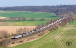 Akiem 186 382 mit einem Autozug Richtung Braunschweig bei Frellstedt. (08.03.2024) <i>Foto: Joachim Schmidt</i>